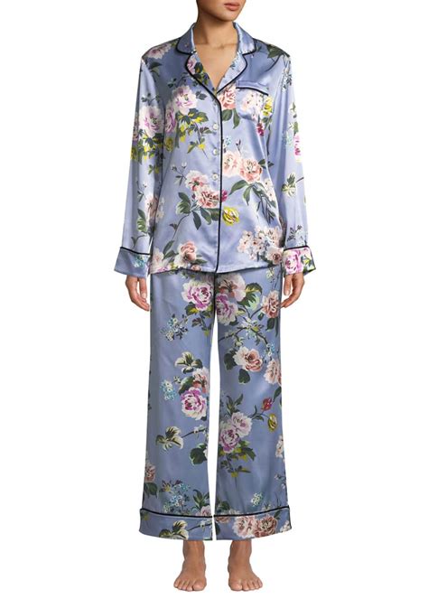 Olivia Von Halle Lila Agatha Floral Silk Classic Pajama Set Bergdorf