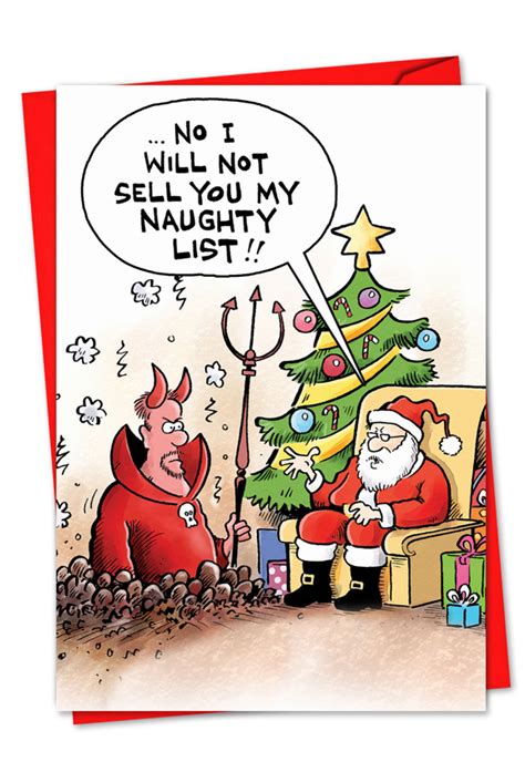 Sell My Naughty List Holiday Card Funny Cartoon Card