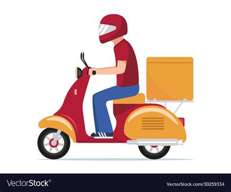 Food Delivery Man Riding A Scooter Royalty Free Vector Image