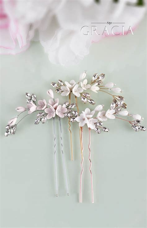 Kalypso Flower Bridal Hair Pins With Crystals Rhinestone Wedding