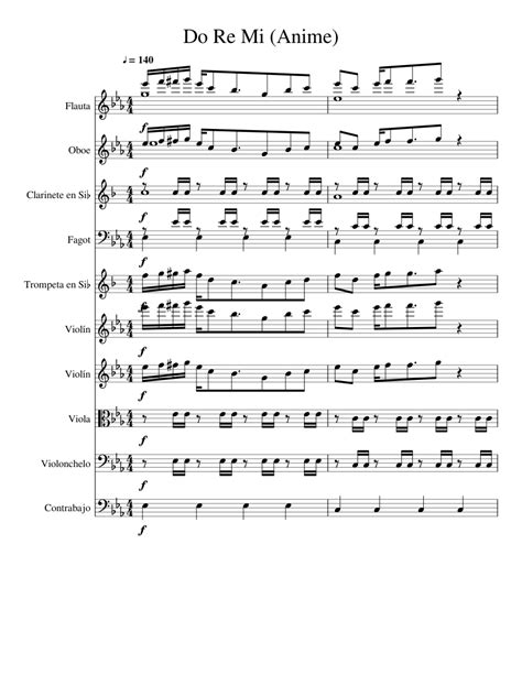 Do Re Mi Anime Sheet Music For Flute Clarinet Violin