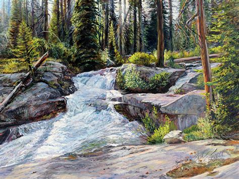 Boulder Creek Falls Painting By Steve Spencer Fine Art America