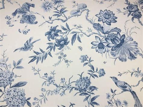 Sanderson Curtain Fabric Pillemont Toile 3m Ivorychina Blue 100