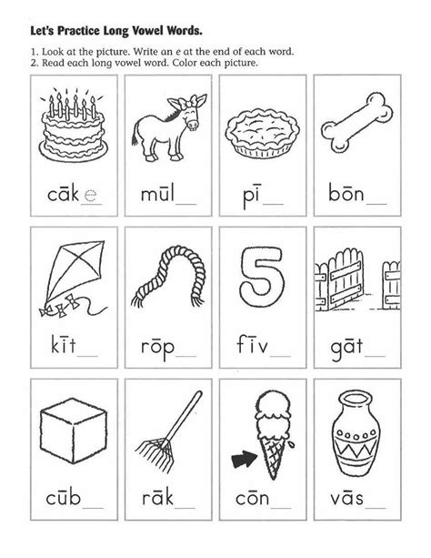 Lets Practice Short And Long Vowels Worksheet Kindergarten Phonics