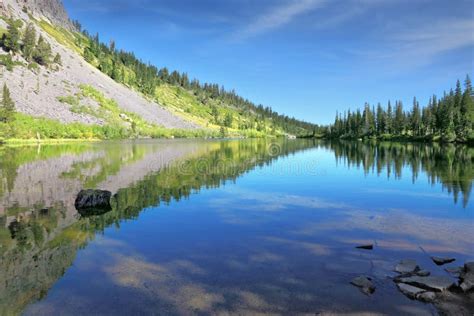 A Quiet Lake In The Mountains Of California Stock Photo Image Of