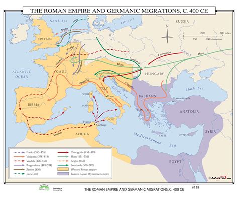 119 The Roman Empire And Germanic Migrations 400 Ce The Map Shop