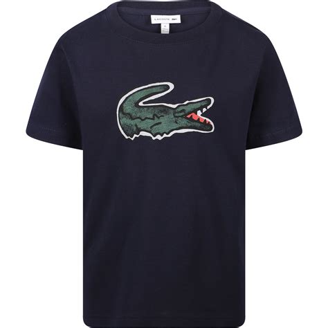 lacoste crocodile logo t shirt in navy blue — bambinifashion