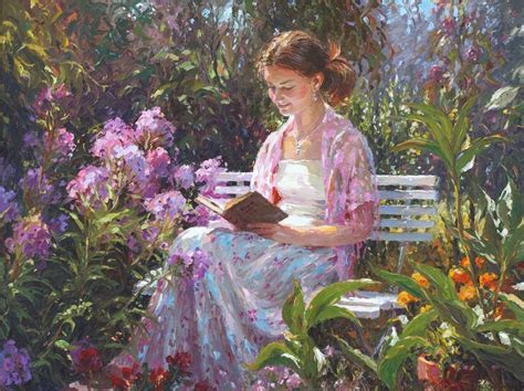 Woman Reading In A Garden Painting By Barbara Jaskiewicz Saatchi Art