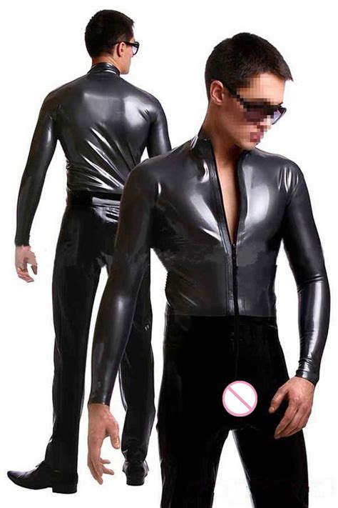 sexy lingerie men faux leather gay men catsuit latex crotchless zipper bodysuit clubwear sexy