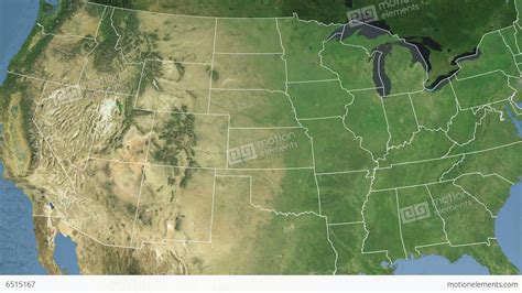 Kansas State Usa Extruded Satellite Map Stock Animation