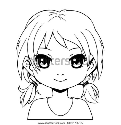 Manga Girl Drawing Lineart Anime Cute Stock Vector Royalty Free