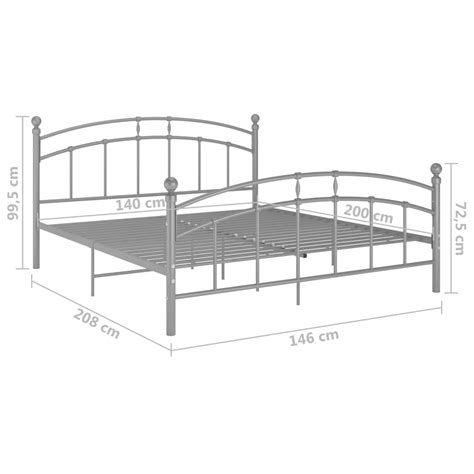 Bed Frame Grey Metal 140×200 Cm Home And Garden All Your Home