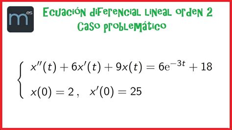 Ecuación Diferencial Lineal De Orden 2 Caso Problemático Youtube