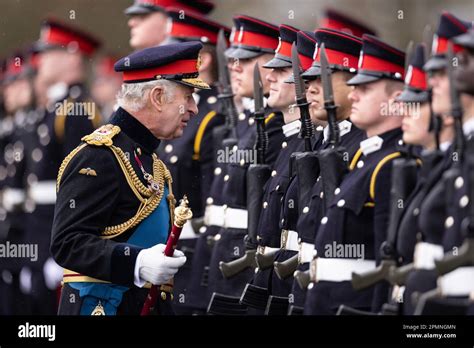 King Charles Iii Inspects Officer Cadets On Parade During The 200th