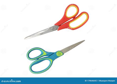Two Scissors Isolated On White Background Stock Photo Image Of Blue