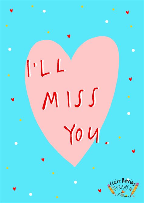 Ill Miss You Greetings Card Claire Barclay Draws