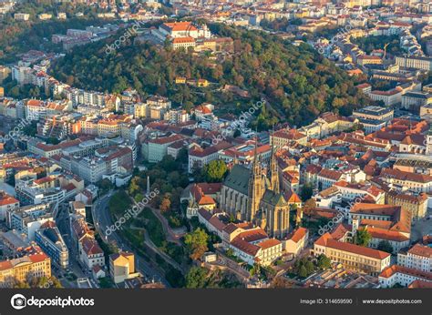 Aerial View Brno City Centre Its Most Know Historic Buildings Stock