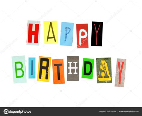 Happy Birthday Made Colorful Newspaper Letters Cut Out Isolated White