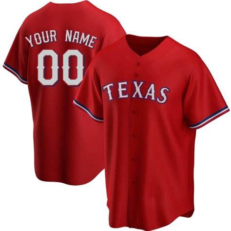 Texas Rangers Custom Red Replica Youth Alternate Player Jersey Smlxl