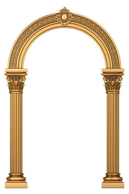 Premium Photo Golden Luxury Marble Classic Arch With Columns Frame