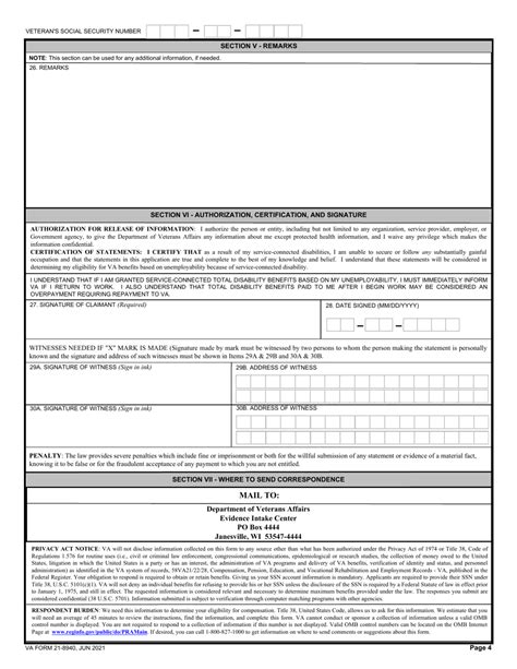 Fillable Va Form 21 8940 Printable Pdf Sample Formswi