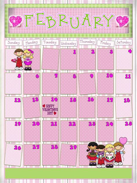 February Calendarroom Left At Bottom For Personalization