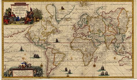 1728 Map Of The World By Gerard Van Keulen World Map Map Old Maps