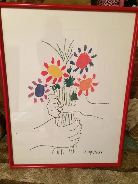 My Picasso Bouquet Of Peace Is On Canvas 21 X 18 It Is Signed With No