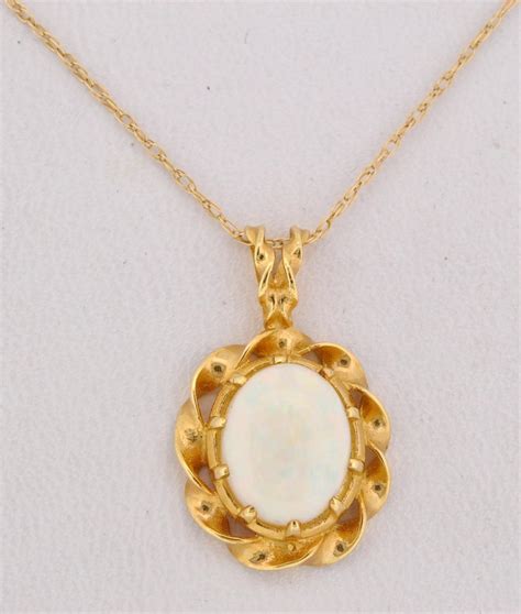 14k Yellow Gold Opal Pendant Pendant Necklaces Clothing