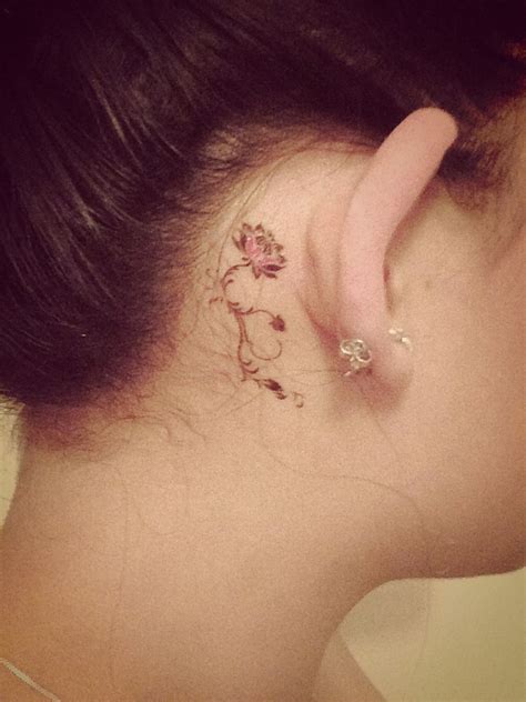 Flower Tattoo Behind Ear Behind Ear Tattoos Small Flower Tattoos