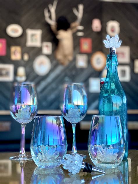 Set Of 4 Aura Crystal Stemless Wine Glasses Cimber Designs