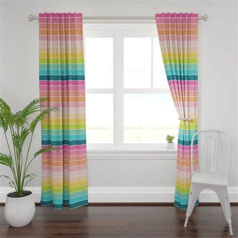 Rainbow Curtain Panel Rainbow Stripe By Karawhitten Bright Etsy Uk