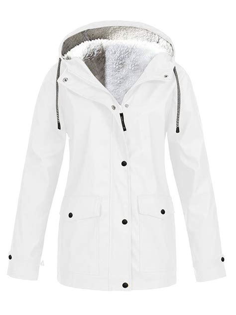 Womens Waterproof Jacket Raincoat Fleece Lined Warm Winter Coat Plus
