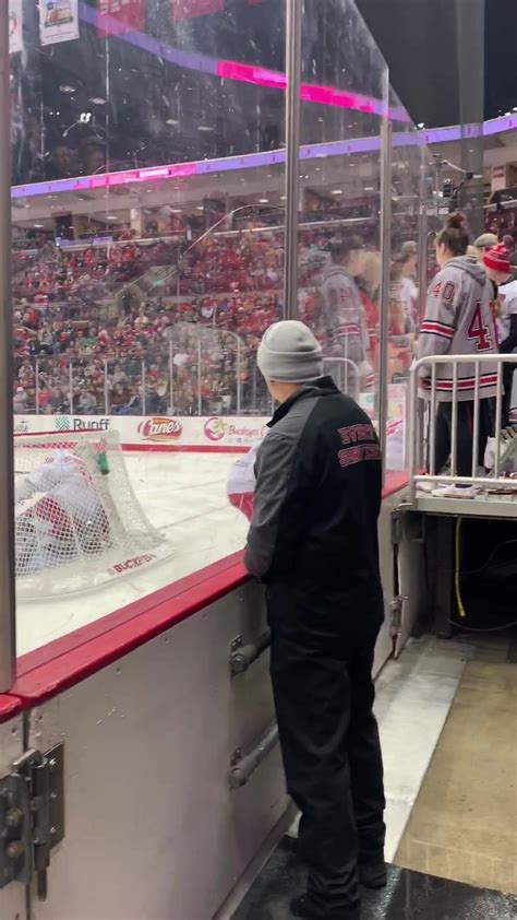 following the columbus police and fire hockey game we stayed to watch the ohio state university