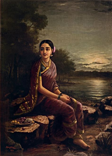 Raja Ravi Varma Radha In The Moonlight 1890 Mutualart