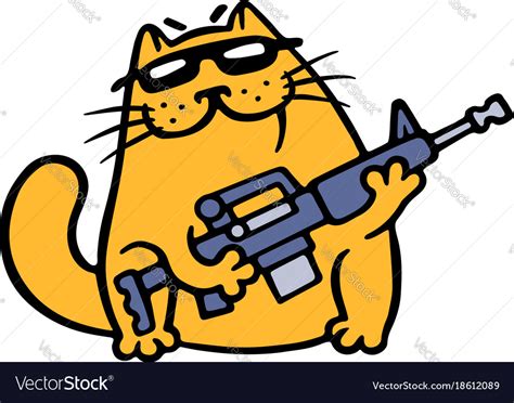 Cat Gangster With Assault Rifle Royalty Free Vector Image