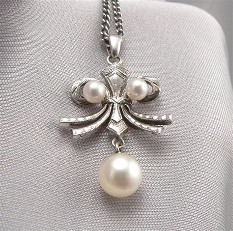 Vintage Mikimoto Cultured Pearl Sterling Silver Pendant On Chain