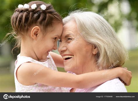 Granny Grandbabe Posing Outdoors Park Stock Photo Aletia 177009498