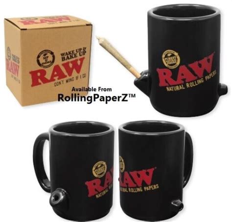 RAW Rolling Papers Wake Up Bake Up Coffee Cup Tea Mug Cone Holder