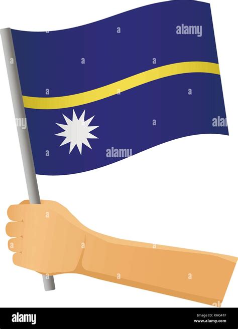 Nauru Flag In Hand Patriotic Background National Flag Of Nauru Vector