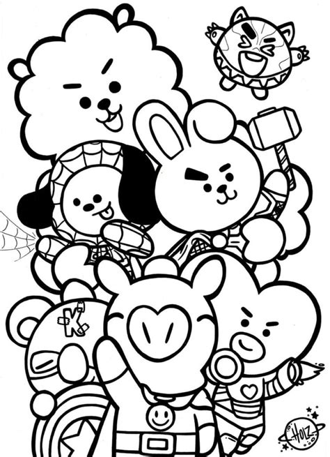 Coloring Page Bt21 Bt21 Coloring Pages Pencil Drawing Xcolorings