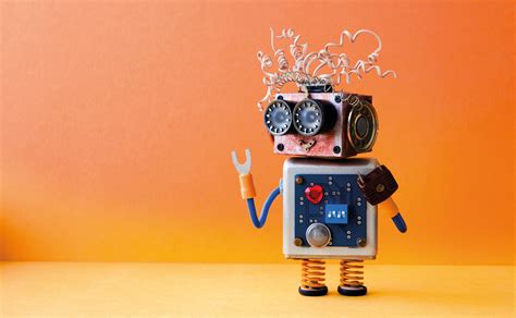 Free Download Friendly Crazy Robot Handyman On Orange Background