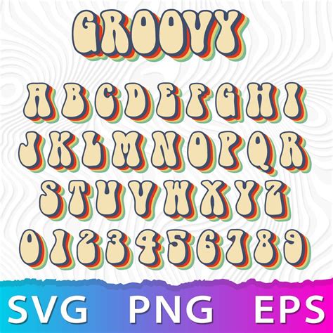 Groovy Lettering Alphabet Groovy Font Alphabet Style Retro Font
