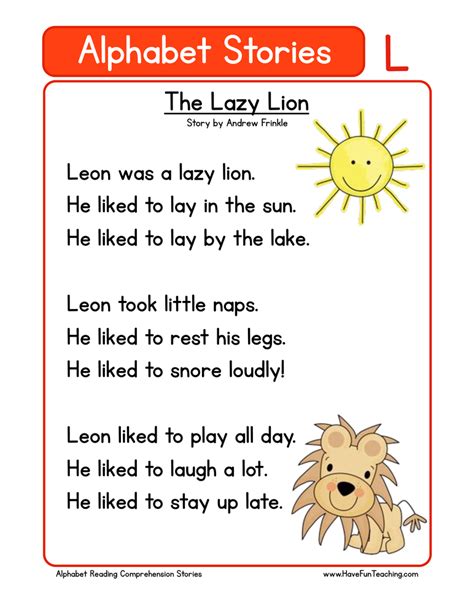 Find out in our phonics guide for parents. Alphabet Stories Letter L Reading Comprehension Worksheet ...