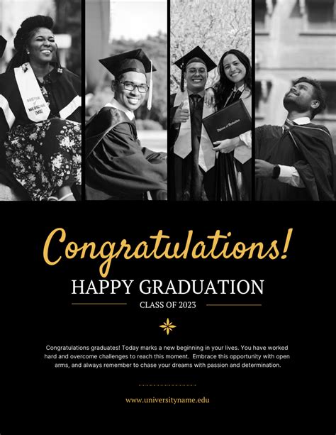 Black And Yellow Graduation Poster Venngage