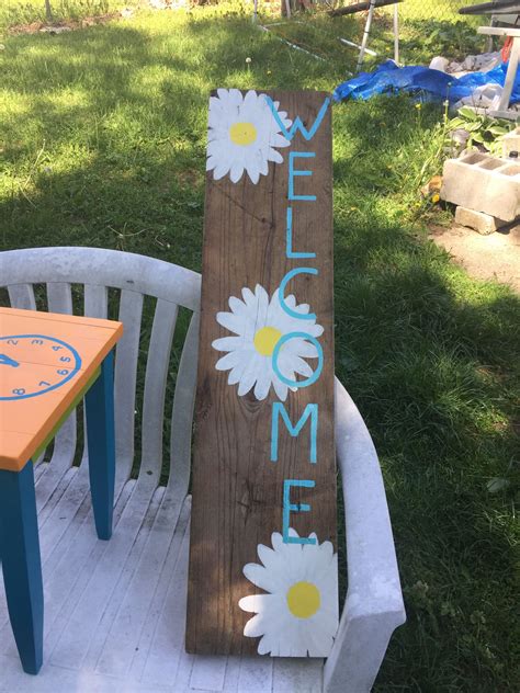 My Hand Painted Welcome Sign Diy Painting Wood Diy Yard Sign Hand