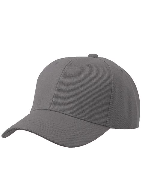 Mens Plain Baseball Cap Adjustable Curved Visor Hat Light Grey