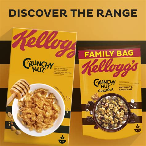Kelloggs Crunchy Nut Chocolate Clusters Breakfast Cereal Box 450g