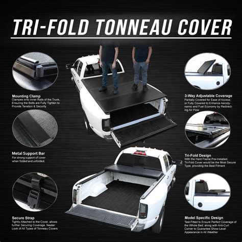 Dna Motoring Ttc Hard 005 Truck Bed Top Hard Solid Tri Fold Tonneau