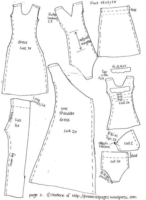 Free Printable Barbie Clothes Sewing Patterns Printable Templates
